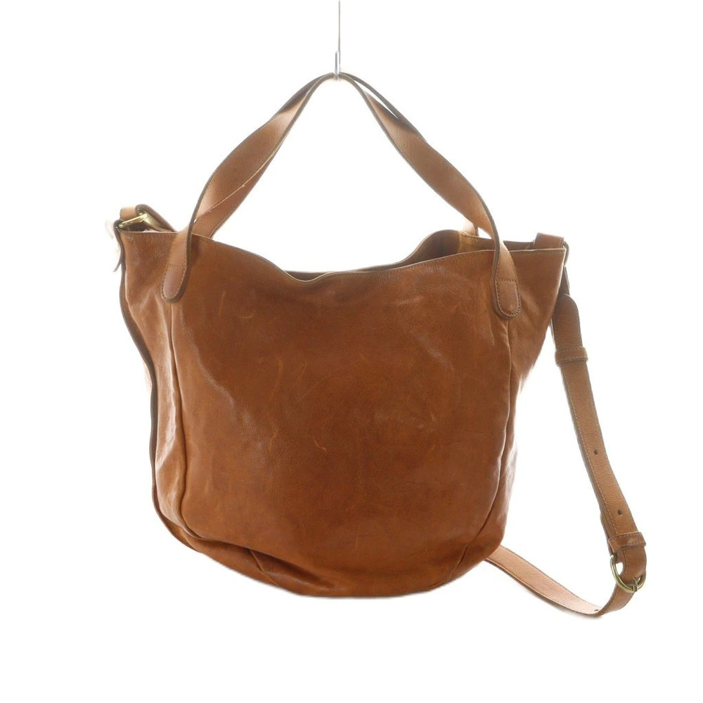 IL BISONTE Tote Shoulder Bag Crossbody Embossed Brown MQ Brown